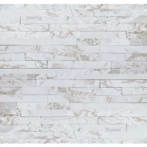 PIATRA NATURALA S1983 STM83BR - 15X60 cm, în nuanțe elegante de alb cu insertii aurii, perfectă pentru decoruri rafinate si elegante, interioare și exterioare.