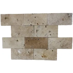 PAVAJ TRAVERTIN ANTIQUE MIX - 15.25X30.5X3 cm, cu finisaj tumbled și suprafață nechituită, mata, ideal pentru amenajări exterioare rustice, durabile și elegante.
