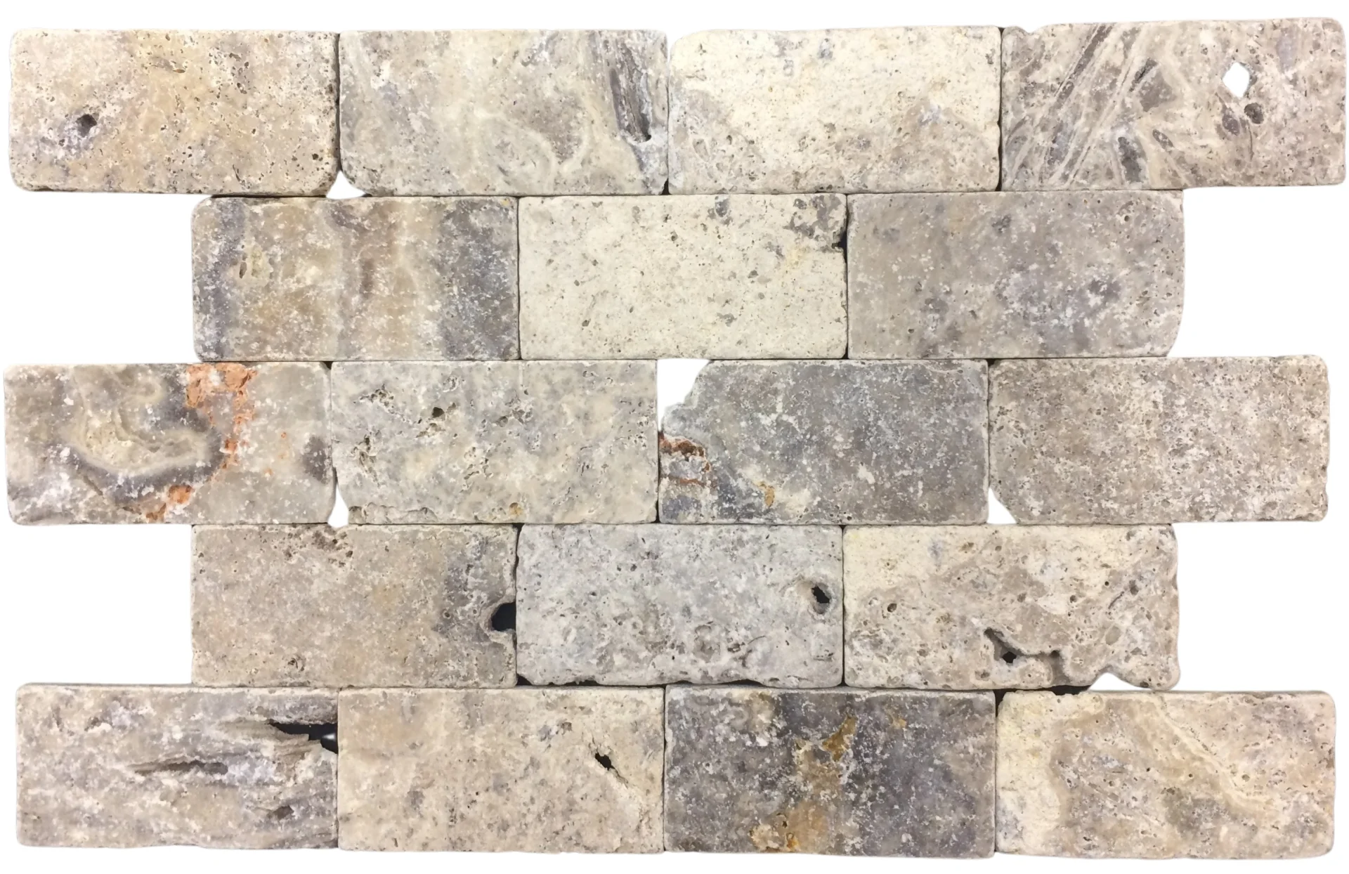 Travertin Silver 7,5x15 cm &ndash; finisaj antichizat &icirc;n tonuri elegante de gri și crem