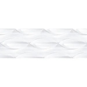 FAIANTA BOWL AQUA LT - 25X75 cm, ceramica glazurata, rectificata, finisaj lucios și textură tridimensională în tonuri de alb si gri perlat, ideală pentru băi moderne și spații elegante.