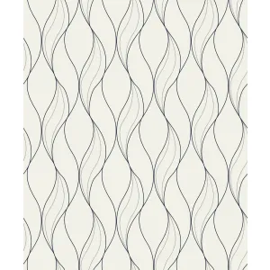 Tapet MORDEN CLASSICAL 110629 – 53x1000 cm (5.3 m²/ rola), PVC, lavabil, model modern ondulat elegant în nuanțe de crem și gri. 
