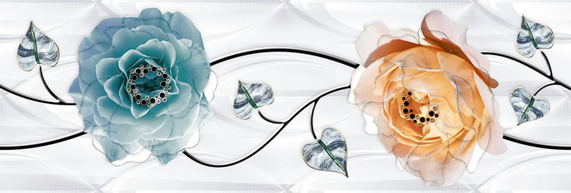 FAIANTA BOWL AQUA HL - 25X75 cm, ceramica glazurată, rectificata, lucioasă, aspect floral multicolor, ideală pentru interioare elegante.