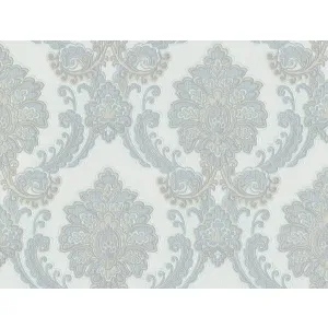 Tapet SYLVIA 826102 – 70x1000 cm (7 m²/ rola), PVC, lavabil, model floral baroc elegant, în nuanțe de crem și bej. 