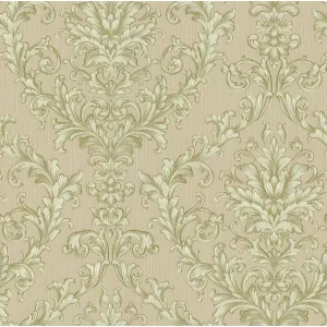 Tapet TALISA 832305 – 53x1000 cm (5.3 m²/ rola), PVC, lavabil, model clasic baroc elegant în nuanțe de crem și bej.