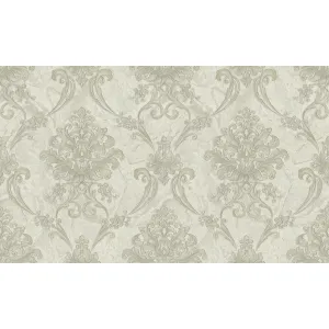 TAPET PVC ROYAL 90813 - 106X1000 cm (10.6 m²/ rolă), PVC, lavabil, model baroc elegant în nuanțe de crem și gri. 