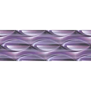 FAIANTA BOWL PURPLE DK - 25X75 cm, ceramica glazurată, lucioasă, rectificată, pentru interior, design geometric 3D în nuanțe de violet intens și mov.