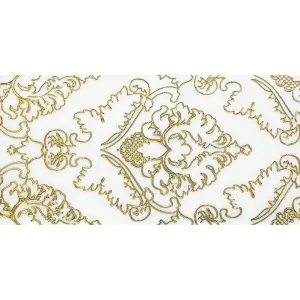 PLACA DECOR FAIANTA FC-36PH430-2 - 30X60 cm, portelanata, glazurata, lucioasă, cu model floral baroc auriu în relief, finisaj Crystal, tehnologie nano inkjet.