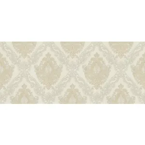 TAPET PVC ROYAL 95039 - 106X1000 cm (10.6 m²/ rola), PVC, lavabil, model clasic damasc embosat, în tonuri calde și elegante, fundal crem-ivoire, potrivit pentru decoruri clasice, discrete și rafinate.