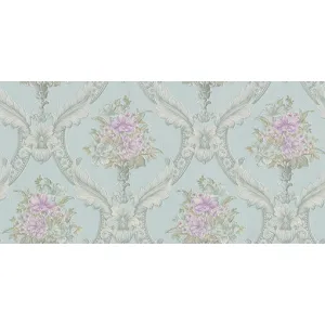 Tapet MAINZ GK 88321 – 53x1000 cm (5.3 m²/ rola), PVC, lavabil, model floral baroc încadrat de elemente clasice, tonuri pastelate, potrivit pentru interioare romantice și rafinate.