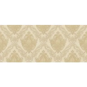 TAPET PVC ROYAL 95034 - 106X1000 cm (10.6 m²/ rola), PVC, lavabil, model damasc clasic auriu pe fond crem, textură embosată fină, ideal pentru decoruri elegante și luminoase.