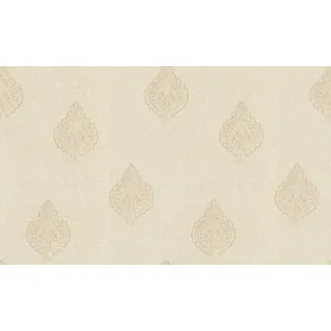 TAPET PVC ROYAL 95054 - 106X1000 cm (10.6 m²/ rolă), PVC, lavabil, fundal crem elegant cu motiv clasic tip medalion, perfect pentru spații rafinate.