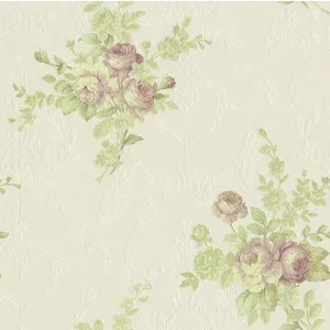 TAPET DELICIA GK 862105 - 53X1000 cm, are un fundal crem deschis cu model floral elegant în nuanțe de verde pal și roz prăfuit, redat cu un finisaj satinat-reliefat. Designul romantic și rafinat completează perfect interioarele clasice sau romantice.