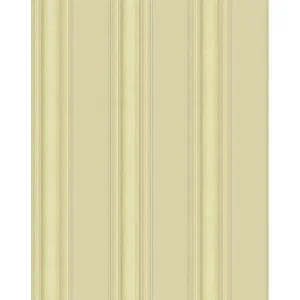 Tapet TALISA 832403 – 53x1000 cm (5.3 m²/ rola), PVC, lavabil, model elegant clasic cu dungi verticale în nuanțe de bej și auriu.