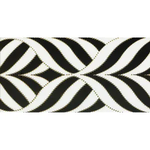 PLACA DECOR FAIANTA FC-36PH1483-GOLD - 30X60 cm, portelanata, glazurata, lucioasă, cu model geometric negru și accente aurii în relief, finisaj Crystal și tehnologie Nano Inkjet.