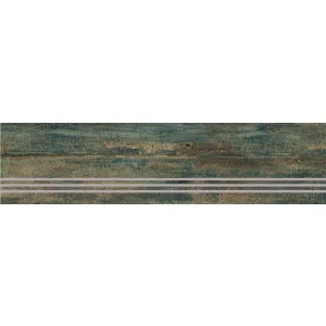 Treapta gresie, portelanata, 30X120 cm, ALIENA, aspect piatra naturala, verde, lucioasa, rectificata 