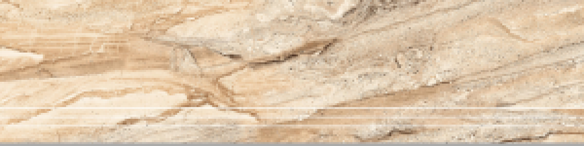 TREAPTA GRESIE IRNO BEIGE - 120X30 cm, porțelanată lucioasă, bej cu aspect de marmura naturala, rectificata, cu rotunjire și 3 adâncituri antiderapante pe una dintre laturi, pentru interior și exterior.