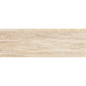 FAIANTA AC-12353 DARK - 25X75 cm, ceramică glazurată, rectificata, finisaj lucios, cu aspect travertin bej închis, ideală pentru interioare rafinate.