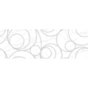 FAIANTA WHITE FANTASY MARBLE AC-12219 HL4 - 25X75 cm, ceramica glazurata, rectificata, suprafata lucioasa, detalii circulare pe fond de marmură albă cu insertii gri, accent modern elegant pentru pereții interiori.