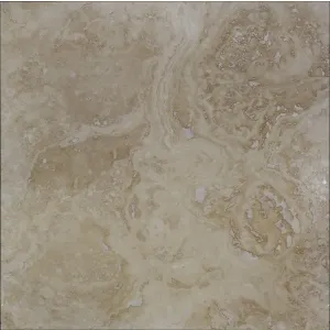TRAVERTIN LIGHT MEDIUM CROSS CUT - 61X61X1.2 cm, finisaj mat (honed) și chituit, cu texturi dinamice și un joc natural de nuanțe crem-bej deschis, ideală pentru interioare moderne și elegante.